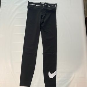 Nike Black White Nike Logo Leggings Pants Elastic Waistband